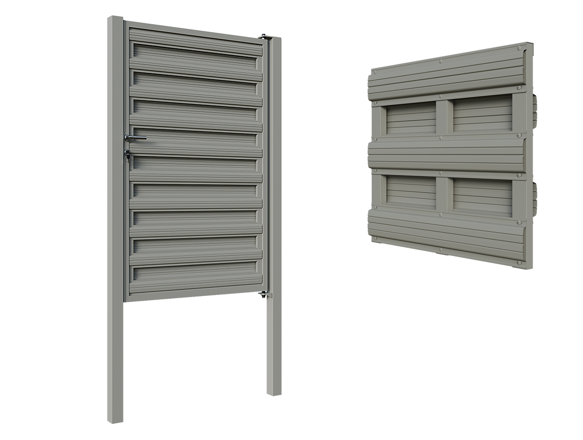 Horizontal Picket Pedestrian Gate with Posts Stone Grey - 1760x1220 mm (6'x4')